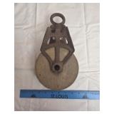 Antique Wooden and Cast Iron Pulley