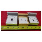 Cubic Zirconia 2) 18 inch Necklaces and Earrings