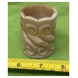 LG Wright chocolate slag glass toothpick holder