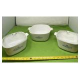 Corning Ware blue cornflower casserole dishes two