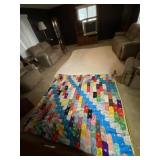 76 x 80 hand made quilt and 100 x 110 white woven