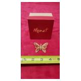 MONET Shiny Gold-Tone Butterfly Brooch/Pin