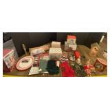 Christmas nativity set, kitchen towels and decor.