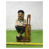 Vintage hand carved wood golfer