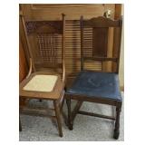 2 Chairs one cane bottom