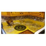 Cut glass serving trays, deviled eggs, , cake