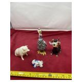 Pig, cows and bird decor figurines