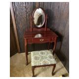 Red wood vanity and bench , 28 x 16 x 30 tall