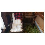 Wooden Rocker w quilt rack