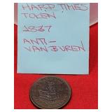 1837 Hard Times Token Anti-Vanburen