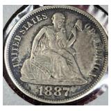 1887-S Seated Liberty Dime
