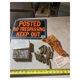 No Trespassing sign, 38 Special ammo and
