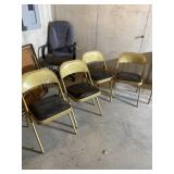 Four Mecoline chairs with padded seats, one pad