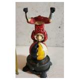 Cast Iron Spinning Acrobat Clown on Globe