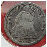 1850 Seated Libert Half Dime