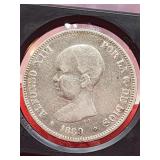 1889-MP-M Spain 5 Pesetas