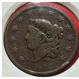 1833 Coronet Head One Cent