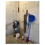 Fan, dust mop, belts and rack, crocks ( sz large)