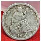 1858 Seated Liberty Quarter