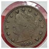 1909 Liberty Nickel With Cents