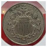 1882 Union Shield Nickel No Rays