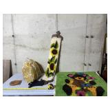 Fancy work, bag of yarn and wood plaque set