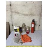 Shop towels, lamp oil, lighter and fire