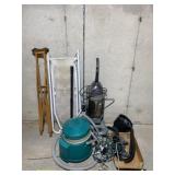 Hoover vacuum, Bissell sweeper, crutches and