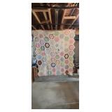 Hand Made Flower Quilt 63 x 73 Needs Repaired,