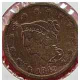 1842 Braided Hair One Cent