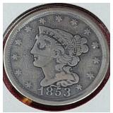 1853 Braided Hair Half Cent