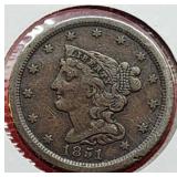 1851 Braided Hair Half Cent
