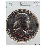 1957 Proof Franklin Silver Half Dollar