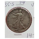 1935-S Walking Liberty Silver Half Dollar