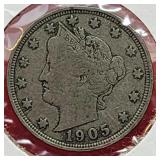 1905 Liberty Nickel With Cents