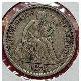 1875-S Seated Liberty Dime