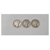 1-1927 Mercury Dime 1- 1942 Mercury Dime