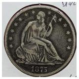 1875 Seated Liberty Half dollar