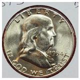 1954-S Franklin Silver Half Dollar