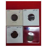 1880, 1884, 19891, 1898 Indian Head Pennies