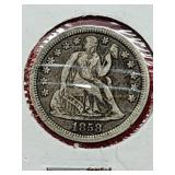 1858 Seated Liberty Dime