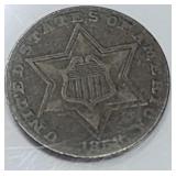 1858 3 Cent Silver 3 Lines