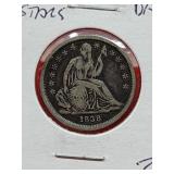 1838 Seated Liberty Dime  LG Stars
