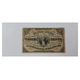 1863 Civil War U.S. Fractional currency 3 cent