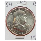 1954 Franklin Silver Half Dollar