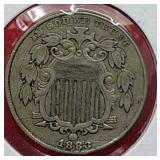 1883 Union Shield Nickel No Rays