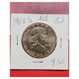 1963-D Franklin Silver Half Dollar