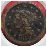 1853 Braided Hair One Cent