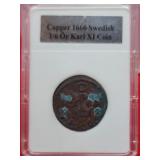 1666 Swedish 1/6 Or Karl XI Coin