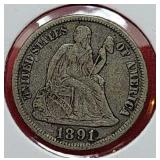 1891-S Seated Liberty Dime